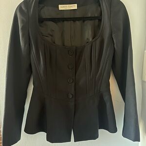 Alberta Ferretti Corset Blazer Peplum Square Neckline Black